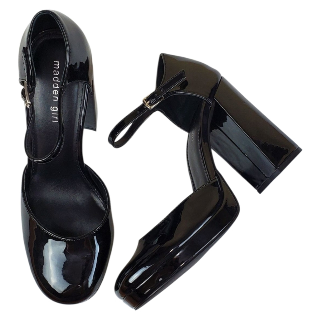 New Madden girl Unaa platform block heel pumps black academia classic y2k preppy - Picture 5 of 16